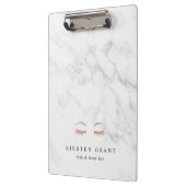 Marmor & Rose Gold Lashes & Brows Beauty Logo Klemmbrett (Links)