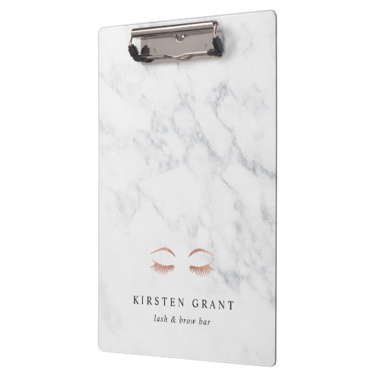 Marmor & Rose Gold Lashes & Brows Beauty Logo Klemmbrett (Links)