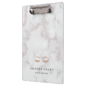 Marmor & Rose Gold Lashes & Brows Beauty Logo Klemmbrett (Links)