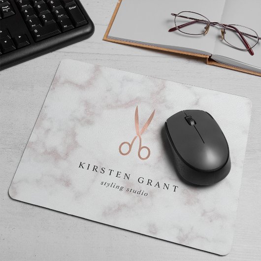 Marmor & Rose Gold Lashes & Brows Beauty Logo Mousepad
