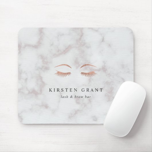 Marmor & Rose Gold Lashes & Brows Beauty Logo Mousepad (Mit Mouse)