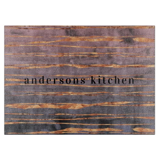 Marmor Rose Gold lila Name Moderne Schneidebrett (Vorderseite)