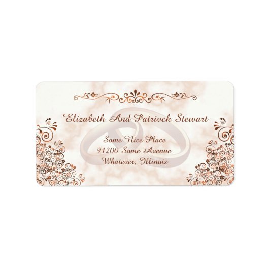 Marmor Rose Gold Rings Eleganter Hochzeitversand Adressaufkleber (Vorne)