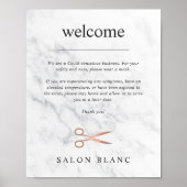 Marmor & Rose Gold Salon Covid Sicherheit Herzlich Poster (Vorne)