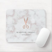 Marmor & Rose Gold Scissors Haarsalon Logo Mousepad (Mit Mouse)