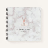 Marmor & Rose Gold Scissors Haarsalon Logo Notizblock (Vorderseite)