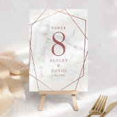 Marmor Rose Gold Simple Geometric Wedding Tischnummer