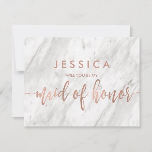 Marmor & Rose Gold werden Sie meine Trauzeugin sei Einladung (Vorderseite)