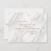 Marmor & Rose Gold werden Sie meine Trauzeugin sei Einladung (Rückseite)