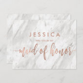 Marmor & Rose Gold werden Sie meine Trauzeugin sei Einladung (Vorne/Hinten)