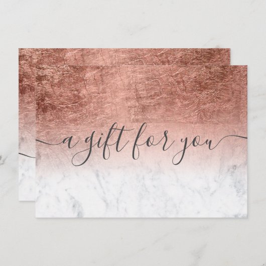 Marmor Rose Goldfolie ombre Geschenkgutschein (Vorne/Hinten)