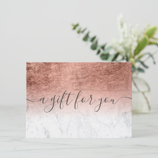 Marmor Rose Goldfolie ombre Geschenkgutschein (Stehend Vorderseite)