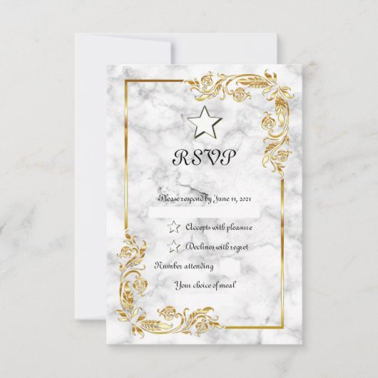 Marmor RSVP Karte (Vorderseite)