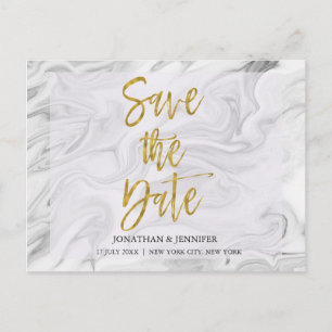 Marmor Save the Date mit Goldfolie-Typografie Ankündigungspostkarte