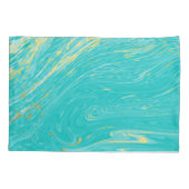 Marmor Schönes Gold Elegantes Blaues Design Kissenbezug (Rückseite)