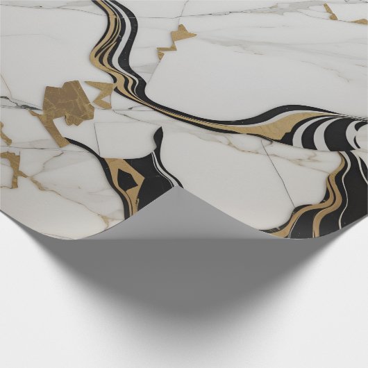 Marmor Schwarz / Gold Geschenkpapier (Ecke)