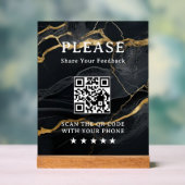 Marmor Schwarz Gold QR Acrylschild (Neutral)