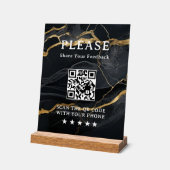 Marmor Schwarz Gold QR Acrylschild (Winkel)
