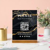 Marmor Schwarz Gold QR Acrylschild (Hochzeit)