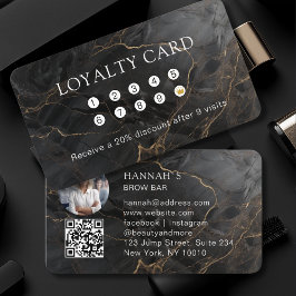 Marmor, Schwarz-Gold, Salon, Foto, QR Code Loyalit Visitenkarte