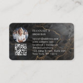 Marmor, Schwarz-Gold, Salon, Foto, QR Code Loyalit Visitenkarte (Vorderseite)