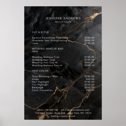Marmor, Schwarz-Gold, Salon Poster (Vorne)