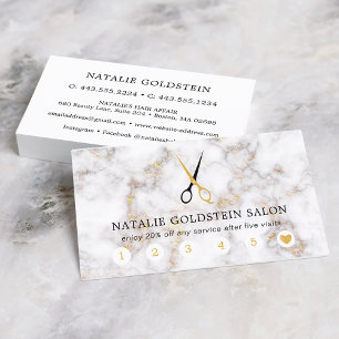 Marmor-Schwarz-Gold-Schere Friseursalon-Treuekarte Visitenkarte