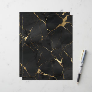 Marmor Schwarz Gold Scrapbook Papier