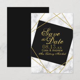 Marmor-Schwarz und Faux-Gold Save-the-Date-Hochzei Einladung