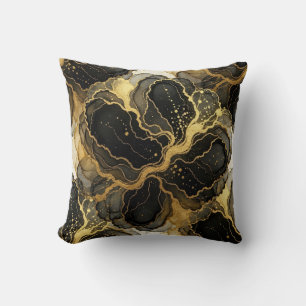 Marmor Schwarz und Weiß + Gold Luxus Kissen