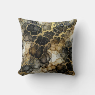 Marmor Schwarz und Weiß + Gold Luxus Kissen