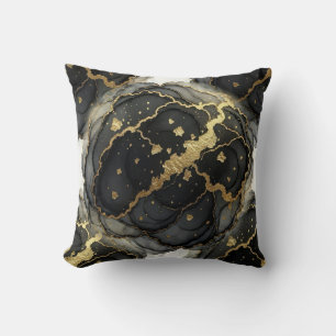 Marmor Schwarz und Weiß + Gold Luxus Kissen