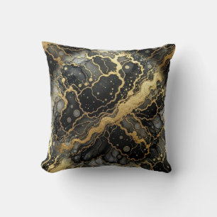 Marmor Schwarz und Weiß + Gold Luxus Kissen