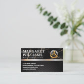 Marmor | Schwarze Tile | Real Anwesen Logo Visitenkarte (Stehend Vorderseite)