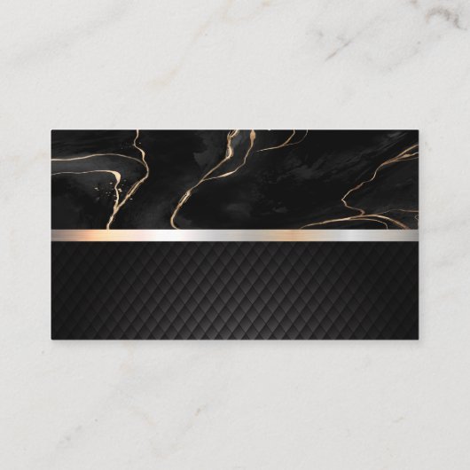 Marmor | Schwarze Tile | Real Anwesen Logo Visitenkarte (Rückseite)