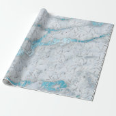 Marmor Silver Grey Ocean Floral Foil Laurel Geschenkpapier (Ungerollt)