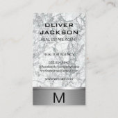 Marmor Silver Metallic Trim | Monogramm Lux Visitenkarte (Vorderseite)