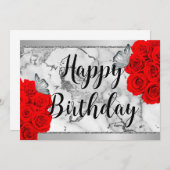 Marmor Silver Rose Butterfly Happy Birthday Einladung (Vorne/Hinten)