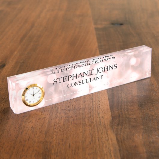 Marmor Sparkling Rose Gold Bokeh Mustername 2020 Namensplakette (Seite)