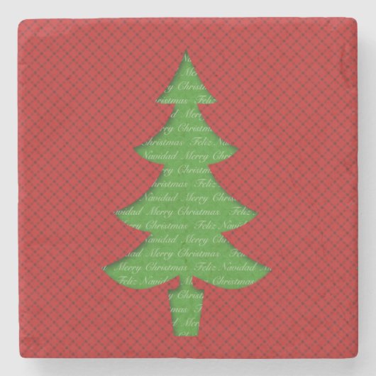 Marmor Stone Coaster - Weihnachtsbaum Steinuntersetzer (Vorderseite)