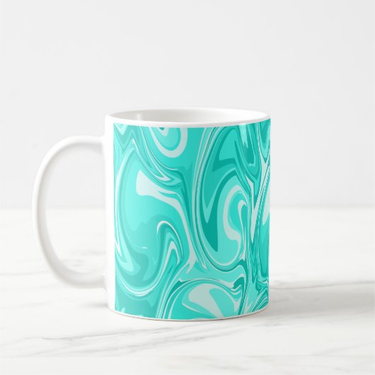 Marmor Swirl Textur - Ocean Blue Tones Kaffeetasse (Links)