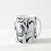 Marmor Swirt Textur - Schwarz und Weiß Kaffeetasse (VorderseiteRechts)
