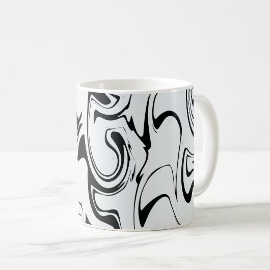 Marmor Swirt Textur - Schwarz und Weiß Kaffeetasse (VorderseiteRechts)