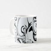 Marmor Swirt Textur - Schwarz und Weiß Kaffeetasse (Vorderseite Links)