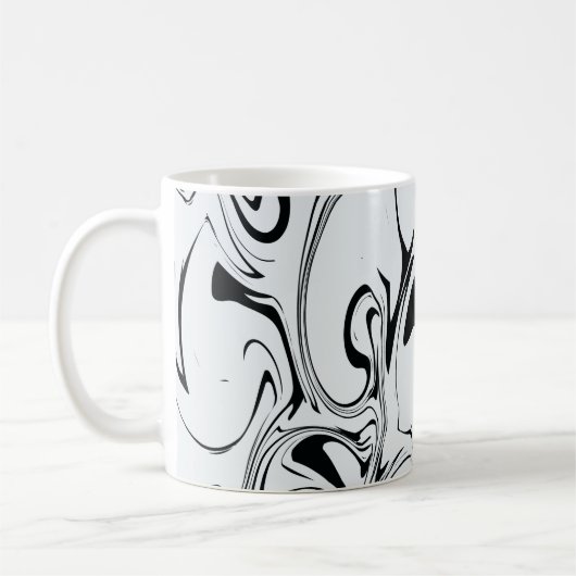 Marmor Swirt Textur - Schwarz und Weiß Kaffeetasse (Links)