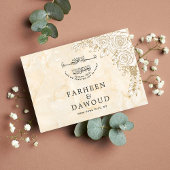 Marmor Texture Floral Lace Islamische Hochzeit RSVP Karte
