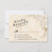 Marmor Texture Floral Lace Islamische Hochzeit RSVP Karte (Vorderseite)