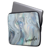 Marmor-Träume in Blau Laptopschutzhülle (Vorderseite Links)