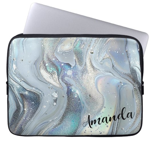 Marmor-Träume in Blau Laptopschutzhülle (Vorderseite)