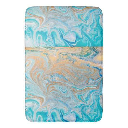 Marmor türkis Gold Silber, schön, elegant,Ma Badematte (Vorderseite Vertikal)